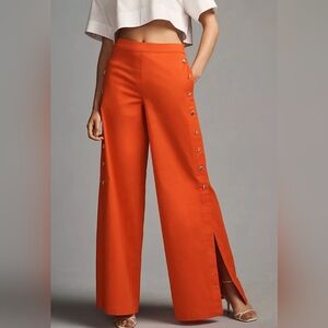 Anthropologie - Corey Lynn Calter Side Button Wide Leg Pants Coral Size XS